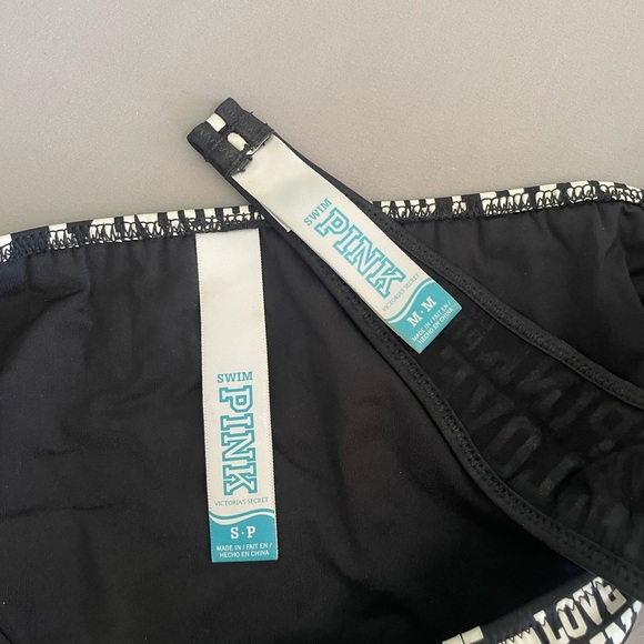 🌟SALE🌟 PINK Victoria’s Secret Rhinestone Bikini, Black/White - Picture 5 of 8